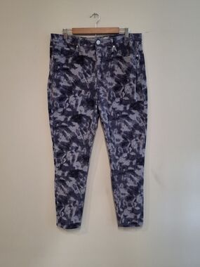 Seven7 Velvet Cords Blue Tie-Dye Skinny Jeans Strechy High Waisted Size 16 Soft